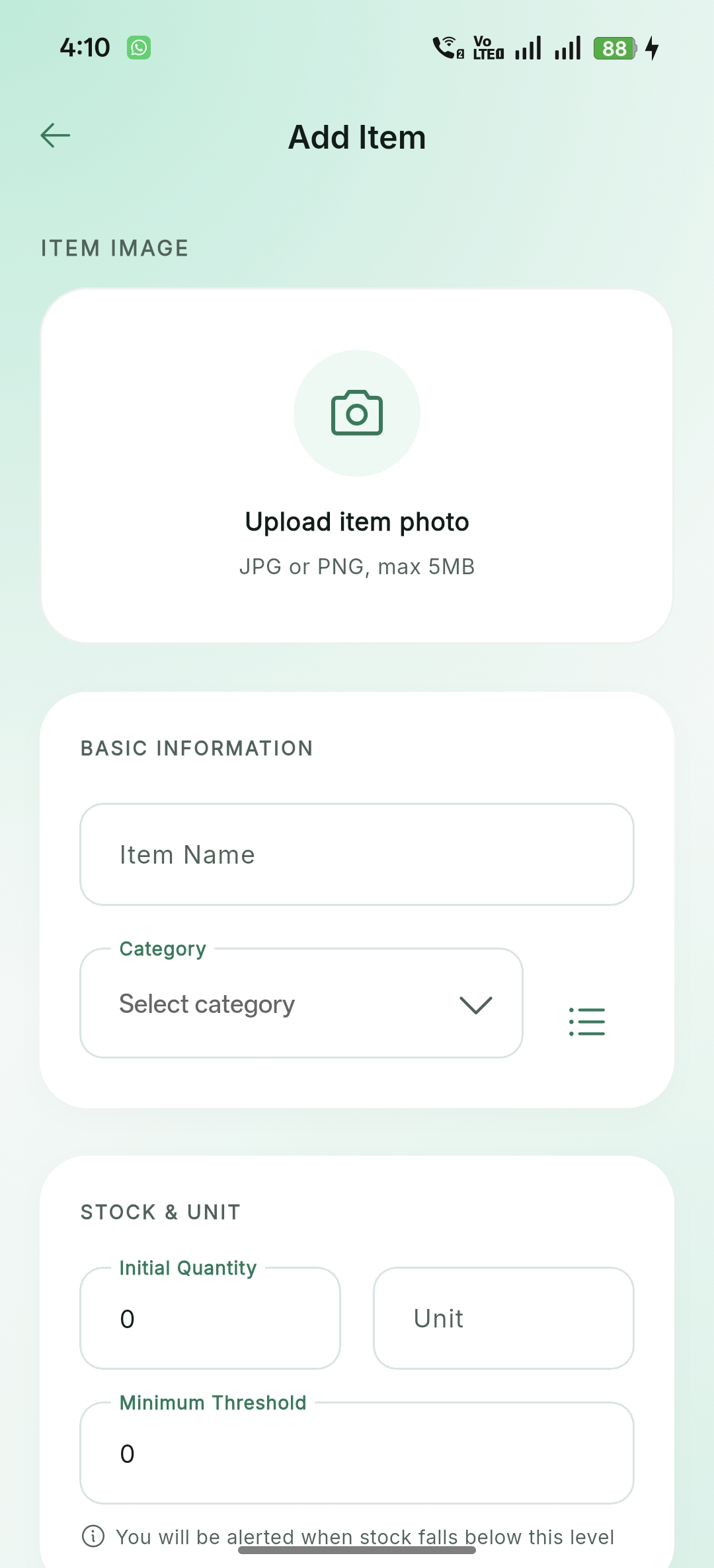 Add New Item